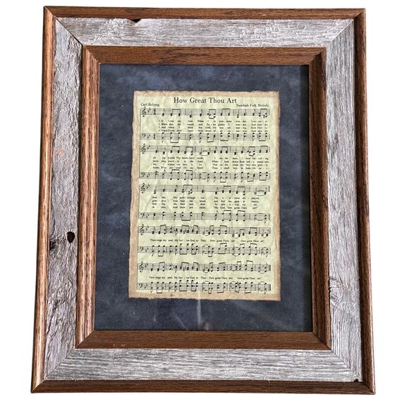How Great Thou Art Hymn Framed Barnwood 11.5x13.5 Religious Christian Church - Picture 1 of 8